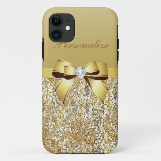 Capa Para iPhone Da Case-Mate Sequins Dourados, arco & diamante personalizados