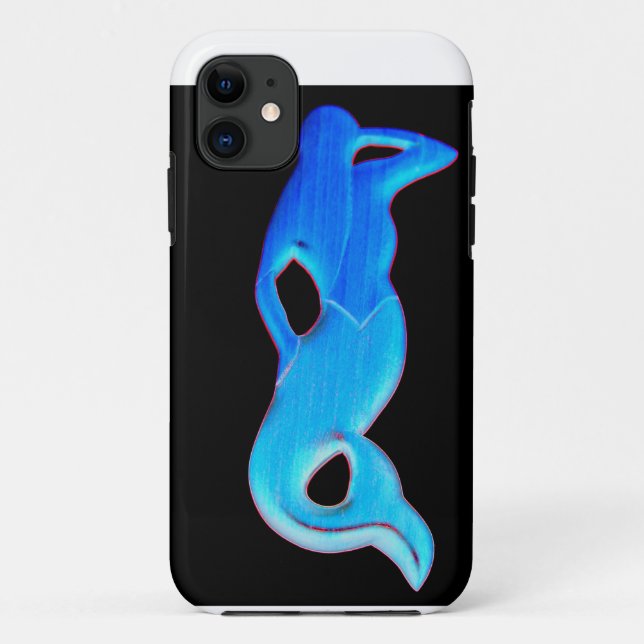 Capa Para iPhone Da Case-Mate sereia azul no caso preto (Verso)