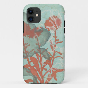 Capa Para iPhone Da Case-Mate Silhueta de Flores Vermelhas em Fundo Teal