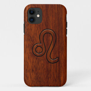 Capa Para iPhone Da Case-Mate Símbolo Leo no Decor do Estilo de Madeira de Mahog