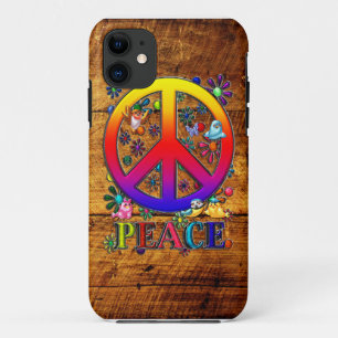 Capa Para iPhone Da Case-Mate Sinal de paz com madeira Backgrou do falso das