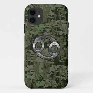 Capa Para iPhone Da Case-Mate Sinal do zodíaco do cancer na camuflagem verde de