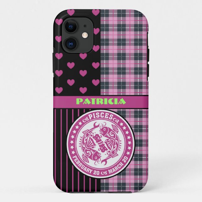 Capa Para iPhone Da Case-Mate Sinal personalizado do zodíaco dos peixes (Verso)