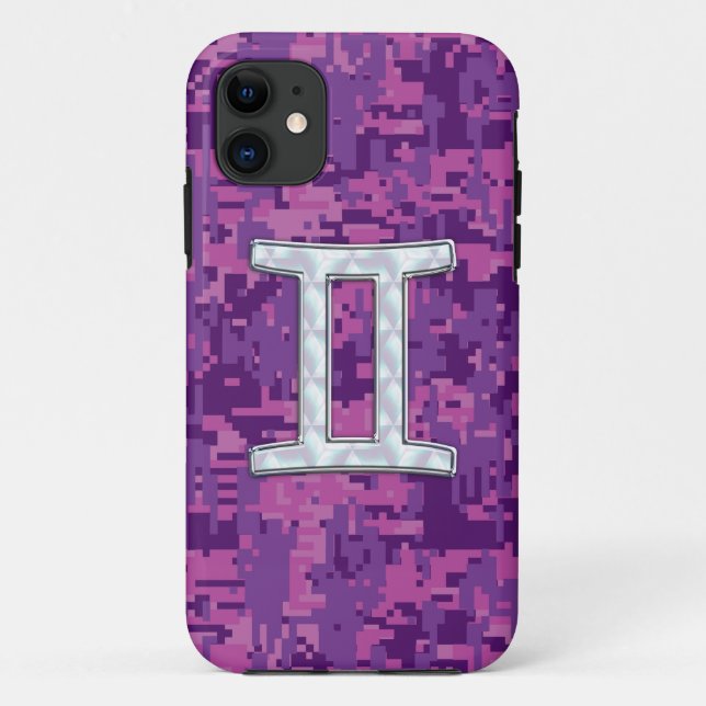 Capa Para iPhone Da Case-Mate Sinal Zodiac como Gemini na Camo Digital (Verso)