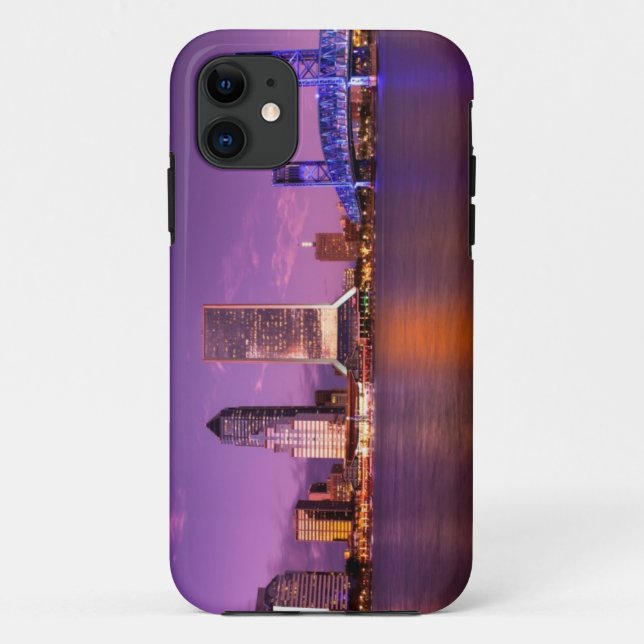Capa Para iPhone Da Case-Mate Skyline de Jacksonville Florida na noite (Verso)