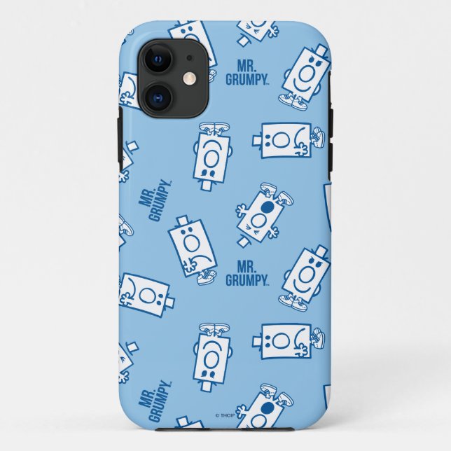 Capa Para iPhone Da Case-Mate Sr. Grumpy | Padrão de poço de emoção azul (Verso)