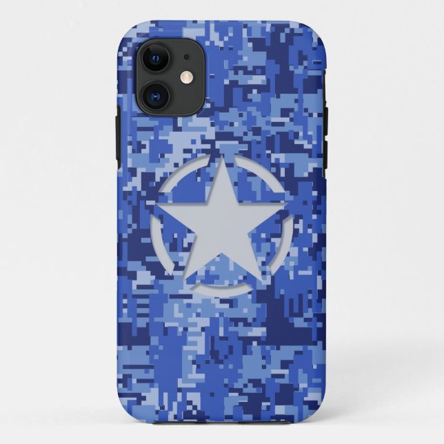Capa Para iPhone Da Case-Mate Star Stencil Marinho digital azul Camo digital (Verso)