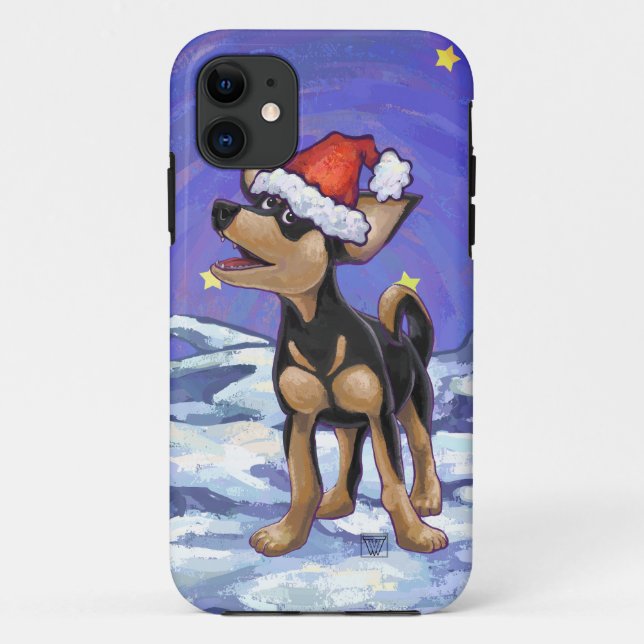 Capa Para iPhone Da Case-Mate Starry Night Festivo Chihuhua em Santa Hat (Verso)