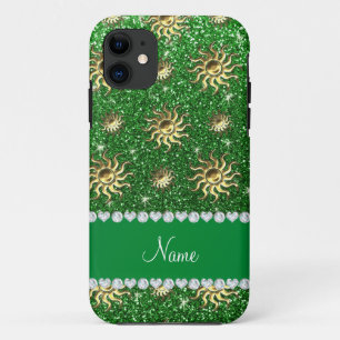 Capa Para iPhone Da Case-Mate Suns de ouro verde de nome personalizado