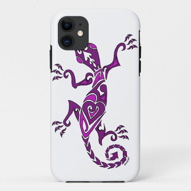 Capa Para iPhone Da Case-Mate Tatuagem/henna do lagarto no roxo (Verso)