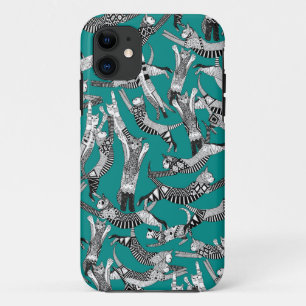 Capa Para iPhone Da Case-Mate teal de festa do gato