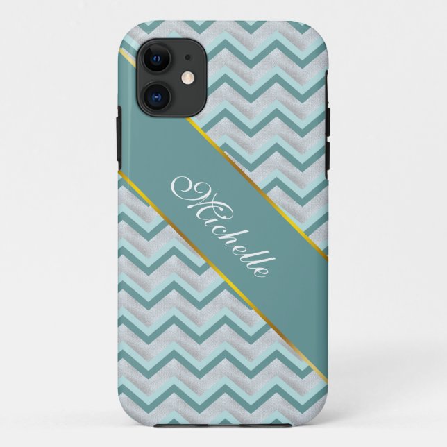 Capa Para iPhone Da Case-Mate Teal e Pérolas ZigZag (Verso)