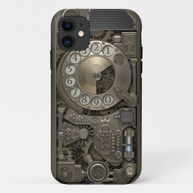 Capa Para iPhone Da Case-Mate Telefone de Discagem de Metal Rotário Steampunk. (Verso)