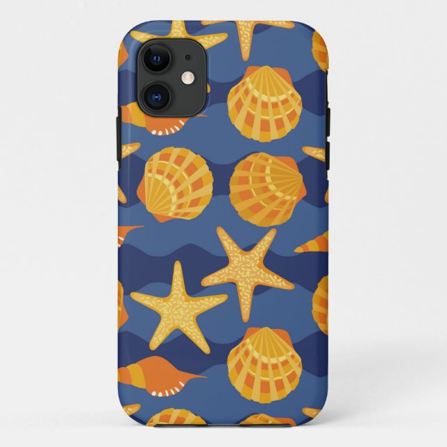 Capa Para iPhone Da Case-Mate Teste padrão azul e alaranjado do Seashell (Verso)