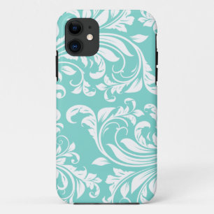 Capa Para iPhone Da Case-Mate Teste padrão azul e branco do Aqua de Damasked