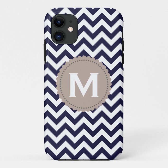 Capa Para iPhone Da Case-Mate Teste padrão branco de Chevron do monograma dos (Verso)