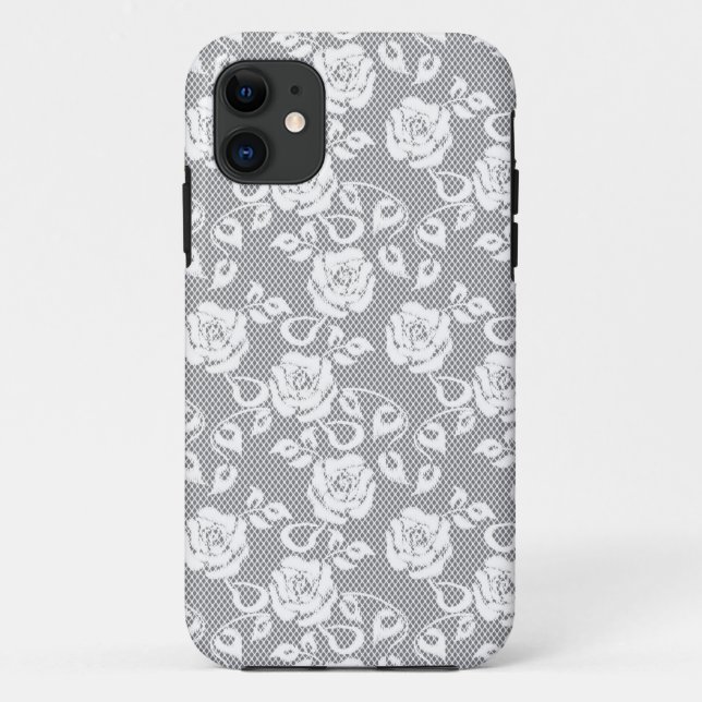 Capa Para iPhone Da Case-Mate Teste padrão branco do laço no fundo cinzento (Verso)
