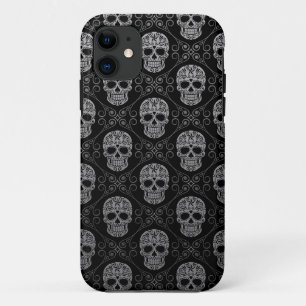 Capa Para iPhone Da Case-Mate Teste padrão cinzento e preto do crânio do açú