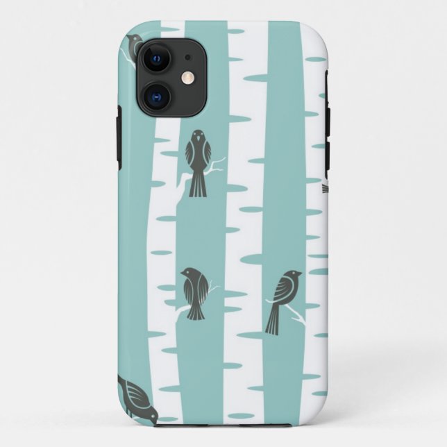 Capa Para iPhone Da Case-Mate Teste padrão com pássaros e árvores (Verso)