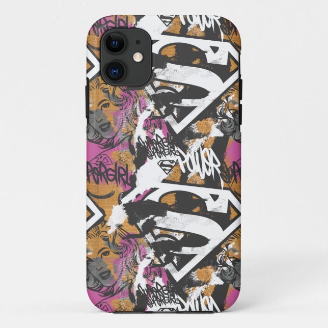 Capa Para iPhone Da Case-Mate Teste padrão cómico 3 das alcaparras de Supergirl (Verso)