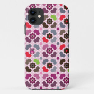 Capa Para iPhone Da Case-Mate teste padrão cor-de-rosa das flores e das corujas