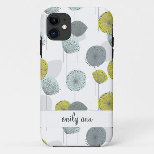 Capa Para iPhone Da Case-Mate Teste padrão de flores verde retro das papoilas