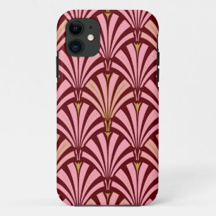 Capa Para iPhone Da Case-Mate Teste padrão do fã do art deco - rosa e marrom