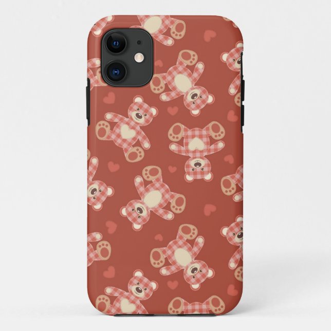 Capa Para iPhone Da Case-Mate teste padrão dos retalhos do urso (Verso)
