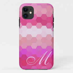 Capa Para iPhone Da Case-Mate Teste padrão e monograma cor-de-rosa do hexágono