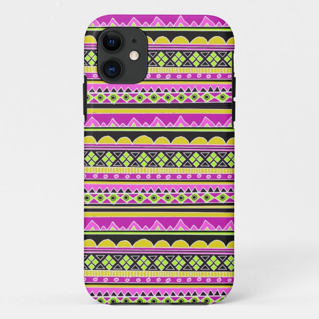 Capa Para iPhone Da Case-Mate Teste padrão étnico do rosa quente (Verso)