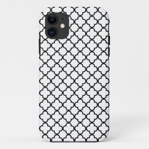 Capa Para iPhone Da Case-Mate Teste padrão preto e branco do trevo de Quatrefoi
