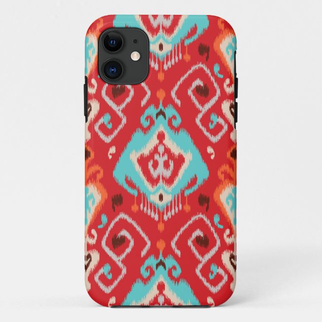 Capa Para iPhone Da Case-Mate Teste padrão tribal do ikat feminino vermelho (Verso)