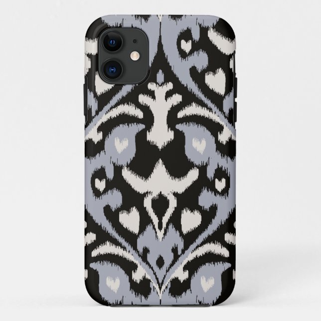 Capa Para iPhone Da Case-Mate Teste padrão tribal do ikat preto cinzento (Verso)