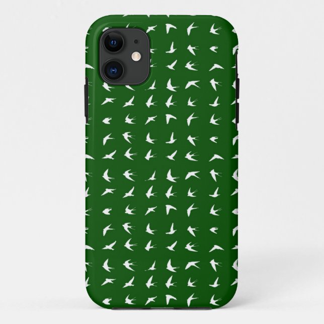 Capa Para iPhone Da Case-Mate Teste padrão verde 1 do pássaro (Verso)