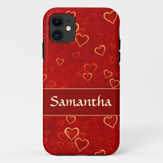 Capa Para iPhone Da Case-Mate teste padrão vermelho dos corações (Verso)