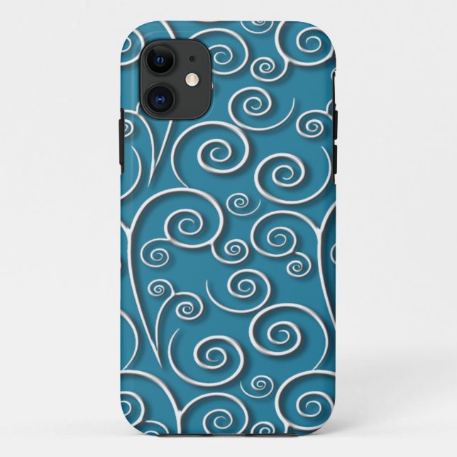 Capa Para iPhone Da Case-Mate Textura de espirais brancos com fundo personalizáv (Verso)