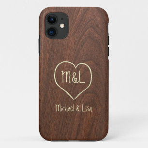 Capa Para iPhone Da Case-Mate Textura de madeira vermelha personalizada com cora