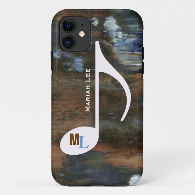 Capa Para iPhone Da Case-Mate textura envelhecida da nota musical personalizada (Verso)