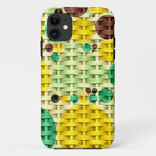 Capa Para iPhone Da Case-Mate Textura uniforme de bolinhas amarelas e verdes (Verso)