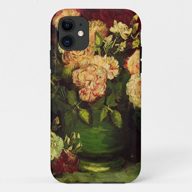 Capa Para iPhone Da Case-Mate Tigela de Peonies e Rosa, Vincent van Gogh (Verso)