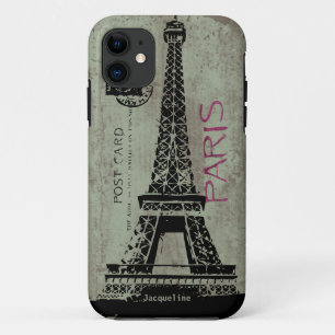 Capa Para iPhone Da Case-Mate Torre Eiffel do cartão do vintage de Paris