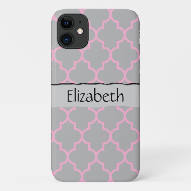 Capa Para iPhone Da Case-Mate Trabalhos de lata, Quatrefoil, Trellis, Monograma (Verso)