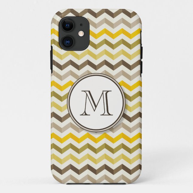Capa Para iPhone Da Case-Mate Traços de Tons Terrestres com Monograma Redondo (Verso)