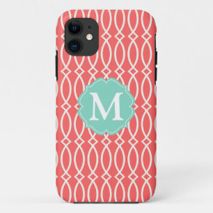 Capa Para iPhone Da Case-Mate Treliça moderna coral elegante personalizada