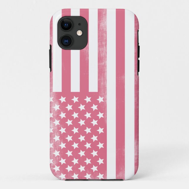 Capa Para iPhone Da Case-Mate Trendy Pink Grunge Flag Americano (Verso)