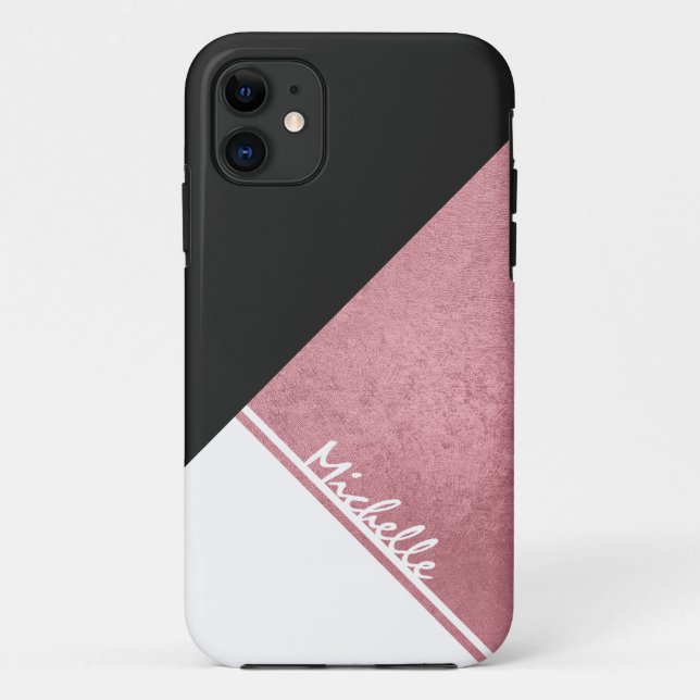 Capa Para iPhone Da Case-Mate Triângulo Dourado Rosa Branca Moderno (Verso)