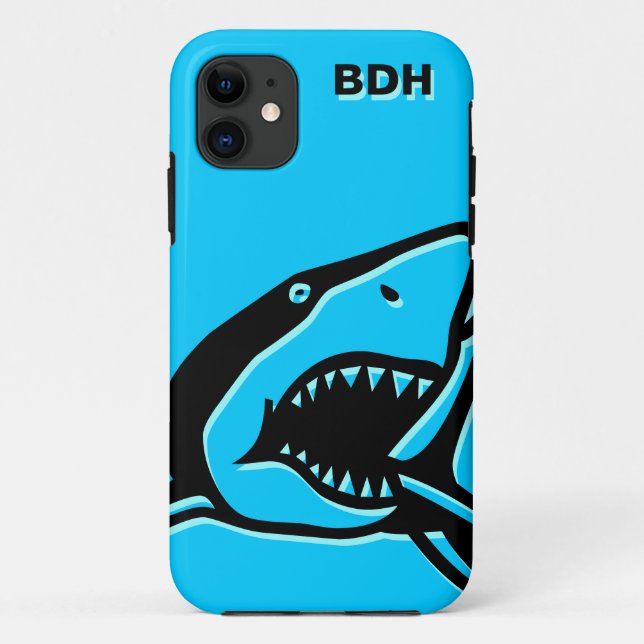 Capa Para iPhone Da Case-Mate Tubarão azul Monogrammed (Verso)
