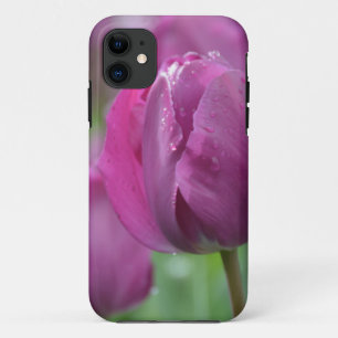 Capa Para iPhone Da Case-Mate Tulipa Roxa com gotas de água