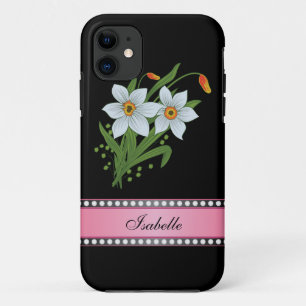Capa Para iPhone Da Case-Mate Tulipas e Daffodils Nome Personalizado Rosa