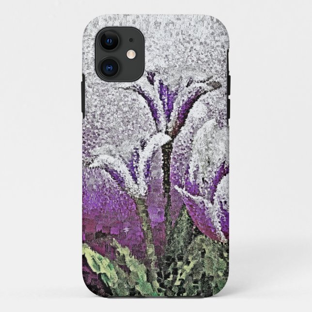 Capa Para iPhone Da Case-Mate Tulipas Roxas - Pintura (Verso)